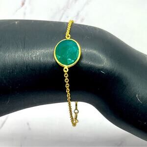 JCM 925 gold green stone bracelet